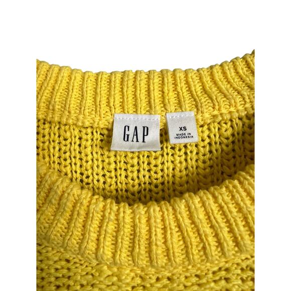 Gap Womens Sweater XS Yellow Knit Top Comfy Cozy Casual Preppy Twee - Picture 2 of 4